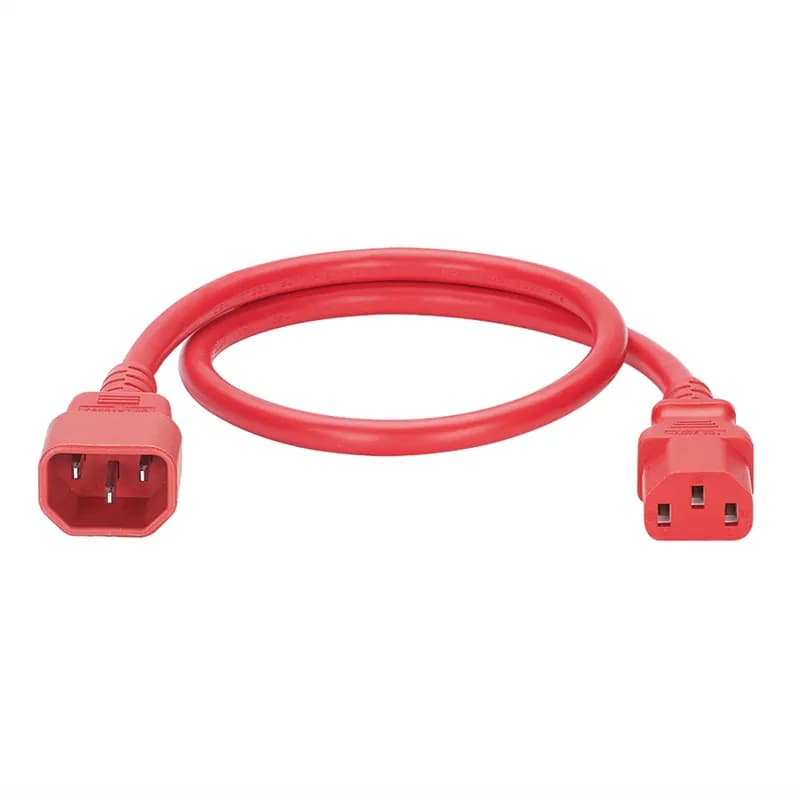 Panduit NPCA04X - Non-Dual-Locking IT Power Cord, IEC C14 to IEC C13 - 6 feet (1.8 meters), 10 Pack, Red.