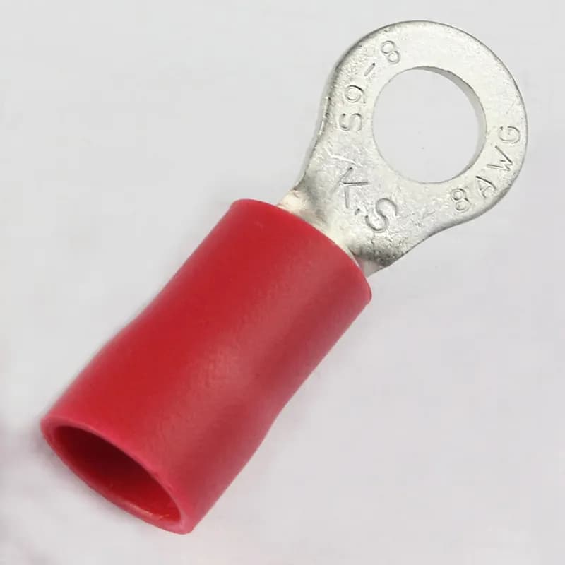 Panduit EV8-14R-Q - StrongHold Ring Terminal, vinyl insul, 8 AWG, 1/4 Stud Size