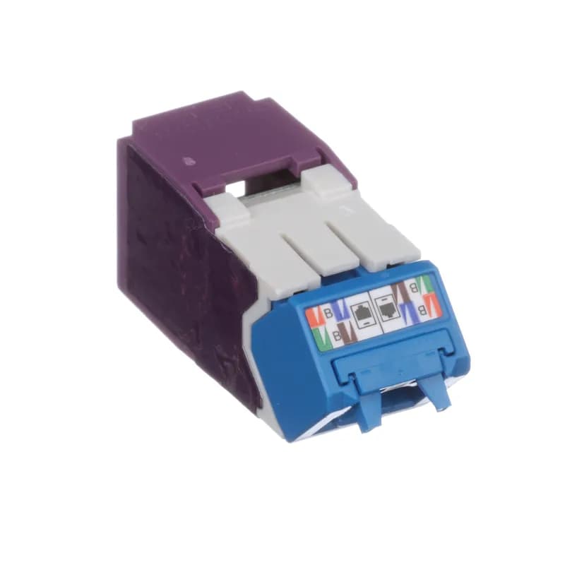 The Mini-Com Cat 6A UTP RJ45 Up/Down 45 Angled TG Jack Module is designed to terminate 4-pair, 22-26 AWG twisted pair cable and improves cable routing to jacks in tight spaces. Each module is 100% factory tested to exceed industry standard performance requirements. TG style termination eliminates the need for a termination tool. Each jack is individually serialized for traceability and is compatible with Mini-Com Modular Patch Panels and Faceplates.