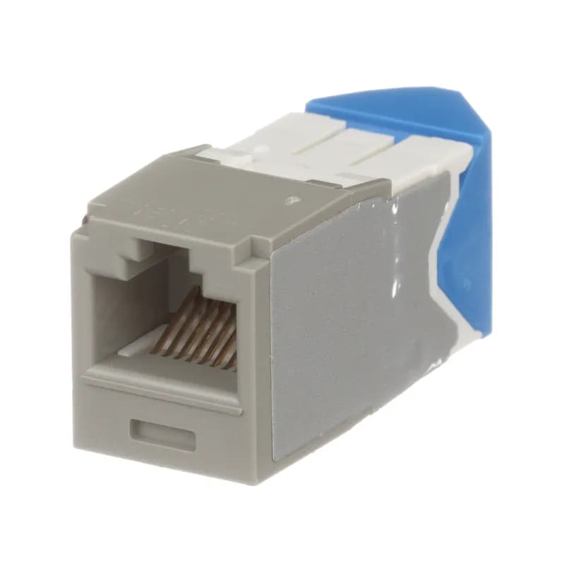 Panduit CJLR6X88TGIG - The Mini-Com Cat 6A UTP RJ45 Left/Right 45 Angled TG Jack Module is designed to terminate 4-pair, 22-26 AWG twisted pair cable and improves cable routing to jacks in tight spaces. Each module is 100% factory tested to exceed industry standard performance requirements. TG style termination eliminates the need for a termination tool. Each jack is individually serialized for traceability and is compatible with Mini-Com Modular Patch Panels and Faceplates.