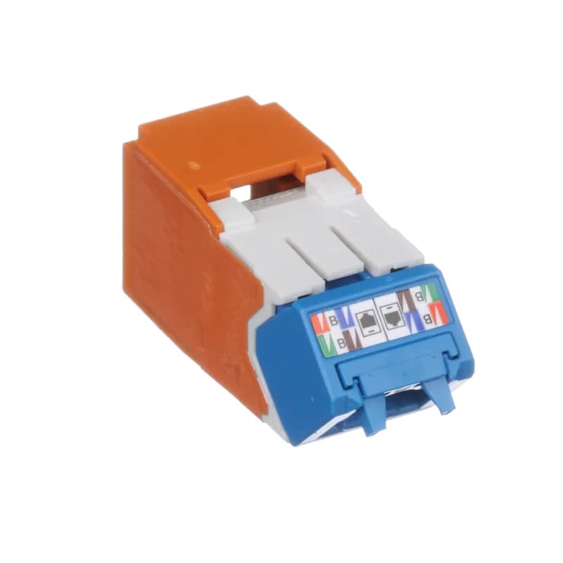 The Mini-Com Cat 6A UTP RJ45 Up/Down 45 Angled TG Jack Module is designed to terminate 4-pair, 22-26 AWG twisted pair cable and improves cable routing to jacks in tight spaces. Each module is 100% factory tested to exceed industry standard performance requirements. TG style termination eliminates the need for a termination tool. Each jack is individually serialized for traceability and is compatible with Mini-Com Modular Patch Panels and Faceplates.
