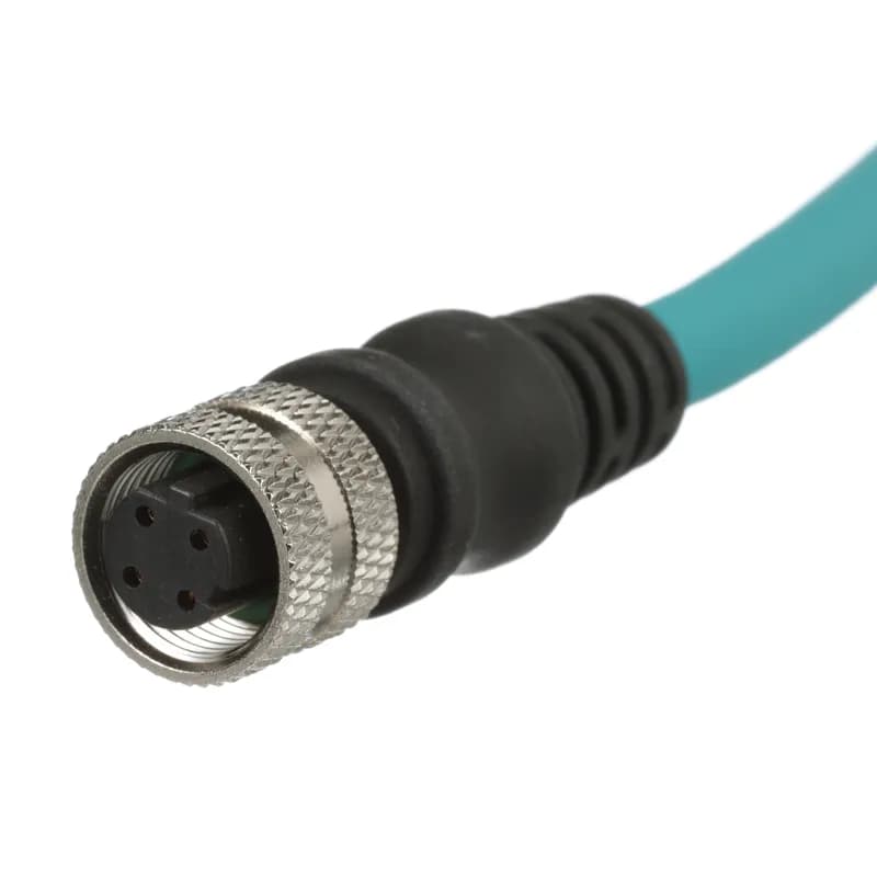 Panduit ICD35T1NTL15M - The IndustrialNet M12 D-Code Category 5e Overmolded Cordset is male to female preterminated with angled connectors. It is constructed of stranded, twisted pair cable for STP installations. The cordset is 600 V rated. The TPU jacket makes it suitable for high-flex applications for increased reliability. The cordset is 15 meters and teal.