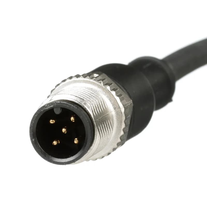 The IndustrialNet M12 A-Code Overmolded Cordset is male to female preterminated with straight connectors. It is wired according to the IEC 61076-2-101 standards. The cordset is constructed of 22 awg unshielded industrial grade PUR cable. The cordset has 5 pins, is 5 meters, and is Black.