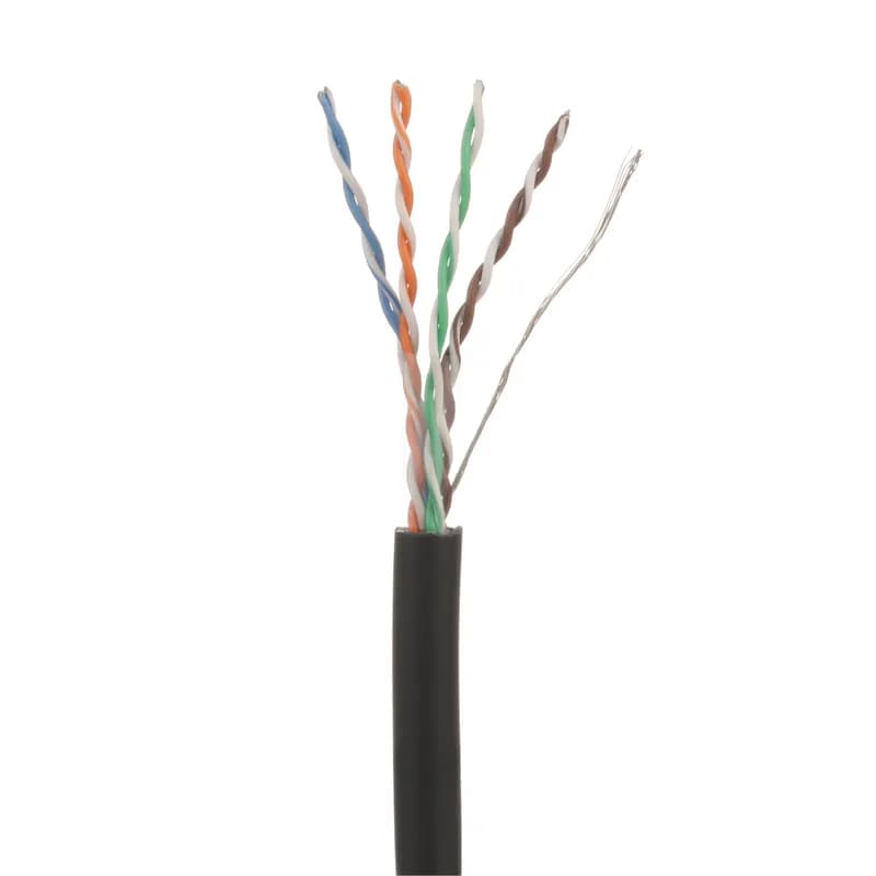 Copper Cable, Industrial, Cat5e, 4-pair, 26/7 AWG stranded, F/UTP, CM, Black, 1000FT/305m reel.