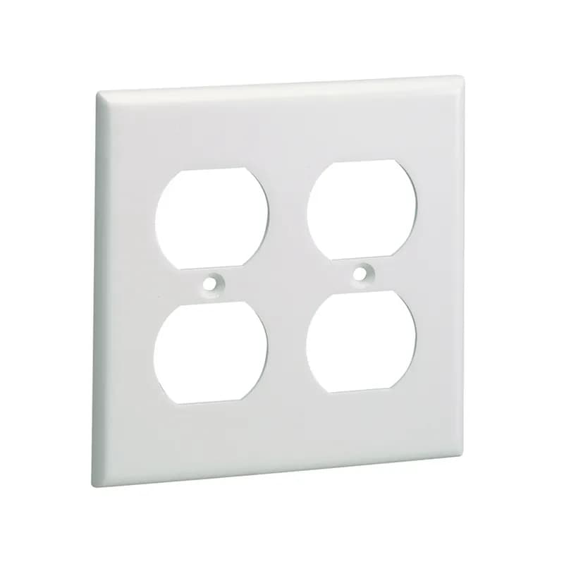Panduit CP106IG-2G - Screw-on double gang 106 duplex faceplate. Covers two NEMA standard 106 duplex electrical outlets or two standard 106 communication module frames, International Gray.