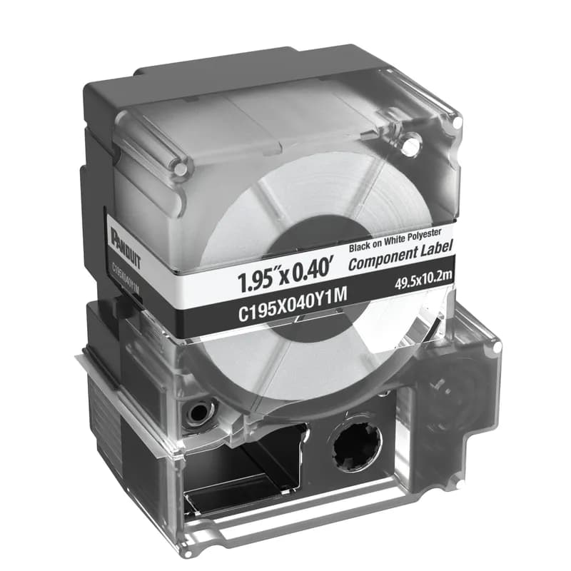 The C195X040Y1M Non-Adhesive Polyester Component Label Cassette includes both Label Material and Ribbon for easy changeover. Die-cut labels designed to provide maximum aesthetic quality and appearance for identifying Single-Gang Faceplate. Temperature Range: -40 F to 180 F (-40 C to 82 C). For use with the MP300 printer. Non-adhesive Polyester. 1.95" x 0.40" (49.5 mm x 10.2 mm). Color White. 125 Labels per Cassette. 1 Cassette per Package.