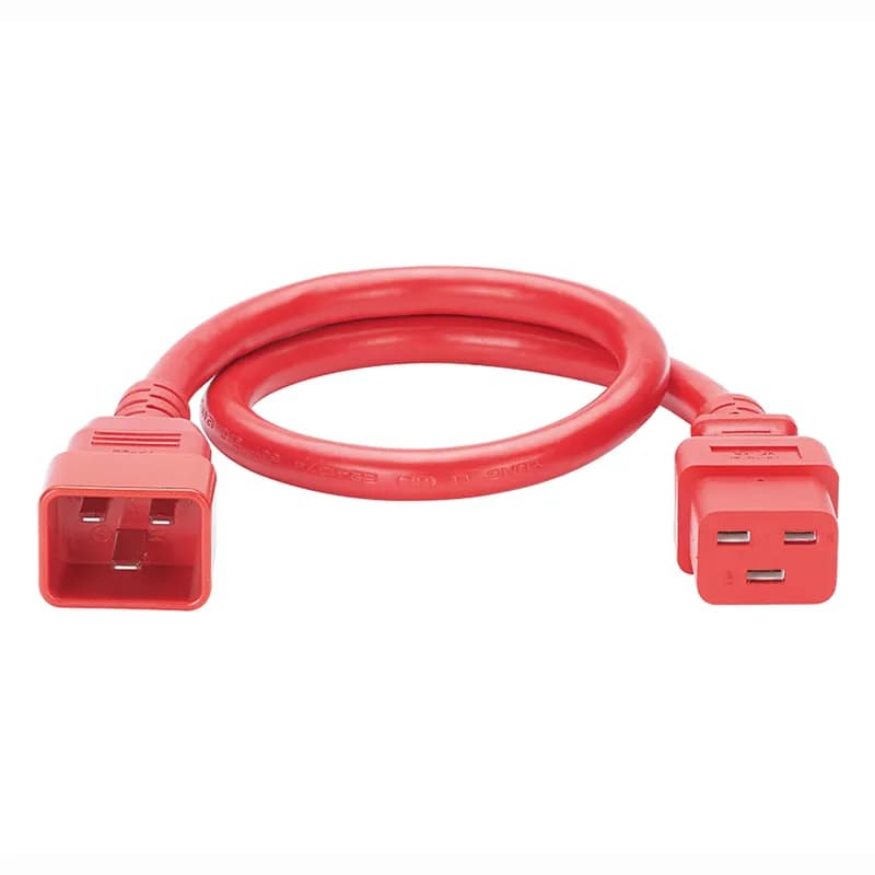 Non-Locking IT Power Cord, IEC C20 to IEC C19, 4 feet (1.2m), 10 Pack, Red.
