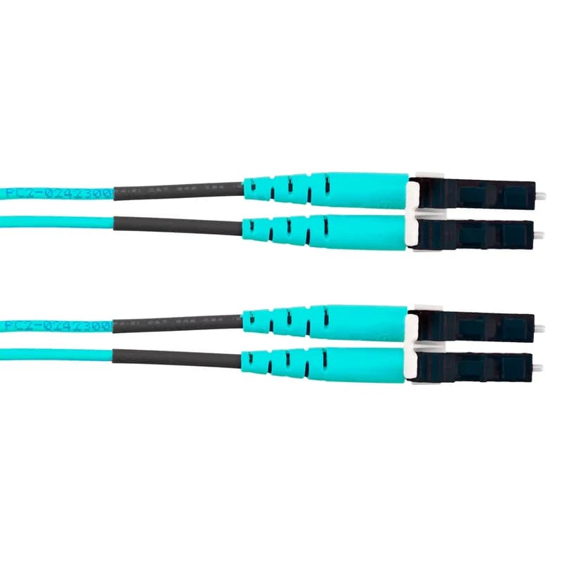 The NetKey duplex fiber patch cord is OM4 with 2mm cable jacket. It is Riser (OFNR), features LC Duplex connectors, has standard insertion loss and is 25 meters in length.