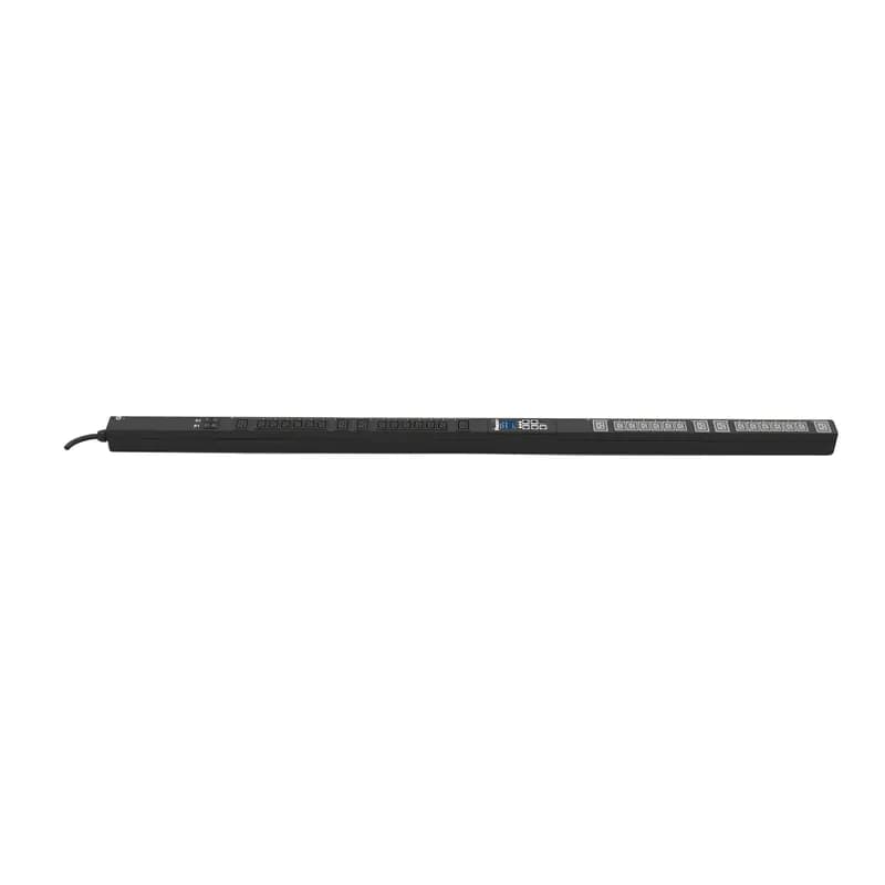 Panduit E32E06M - This Panduit Monitored Switched PDU is a versatile power solution, featuring (24) C13 and (8) C19 outlets, designed to accommodate a wide range of devices. It is a 32 amp, operating efficiently at 230V in a single-phase system. This ensures consistent and reliable power distribution. The PDU is equipped with a 10-foot (3m) power cord and an IEC 60309 2P+E 6h 32A (IP44) input plug, providing a secure and robust connection. Ideal for precise power monitoring and control.