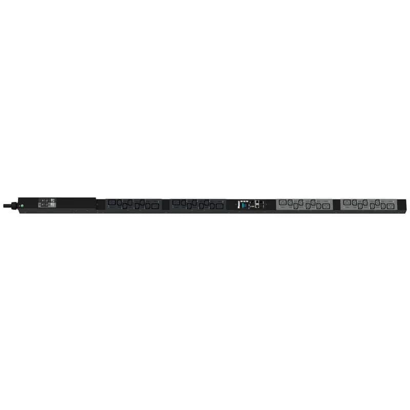 Panduit P32E06G - The Panduit G6 Monitored Switched PDU features (24) C13 and (8) C19 outlets. It is a Dual Rated 30/32 amp, 240/230V, single phase PDU with IEC 60309 2P+E 6h 30/32A (IP44) input plug and a 10 foot (3m) power cord. The PDU is black.