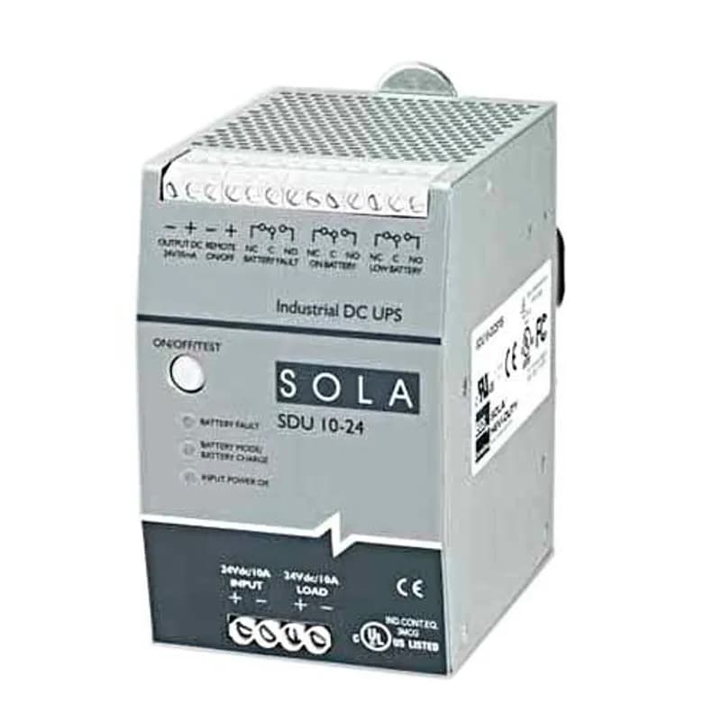 SolaHD SDU1024 - Features:16 to 12 AWG Wire Range,-20 to 50 DEG C Operating Temperature, Standard:UL (CANADA AND US), UL E61379, UL 508, CE: IEC/EN 60950-1, Voltage Rating:240Vdc, Amperage 10A, Mounting:DIN Rail, Enclosure:IP20, Environmental Conditions:0 to 95Percent Rel