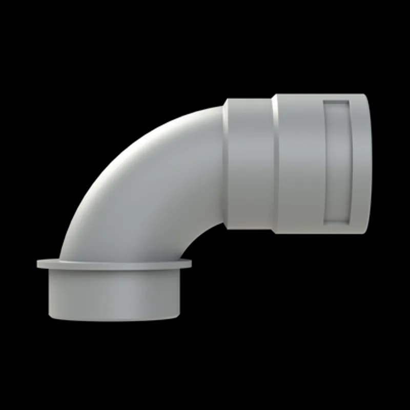 PMAFIX 90 Degree One-Piece Curved Grey Elbow with Universal Safety Clip, Material - Polyamide 6, Thread Type - Metric, Thread Size - M50x1.5, Conduit Size NW - 36