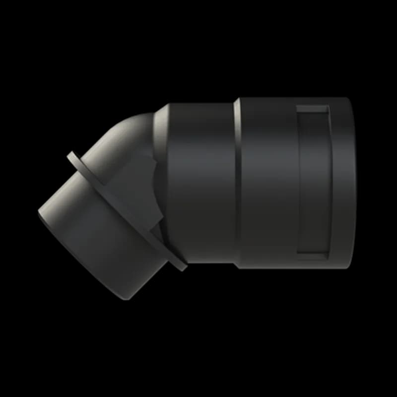 PMAFIX 45 Degree One-Piece Black Elbow with Universal Safety Clip, Material - Polyamide 6, Thread Type - Metric, Thread Size - M40x1.5, Conduit Size NW - 36