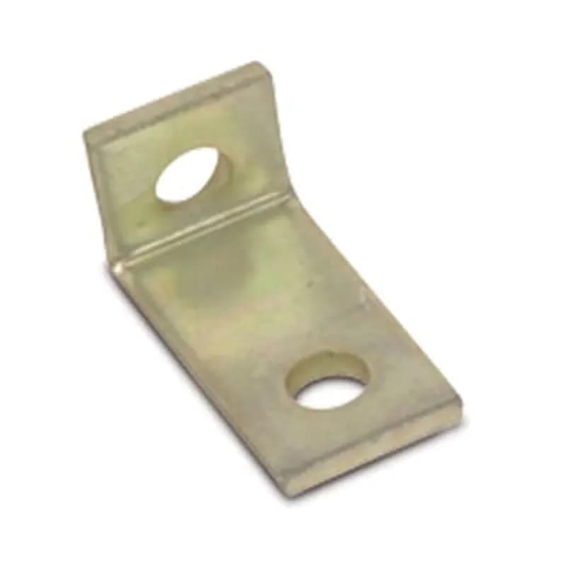 Connector Two-Hole Angle, Length 3 Inches, Length from Beam 1-1/2 Inches, Width 1-1/2 Inches, Green Urethane Powder Coated Steel with 9/16 Inch Holes on 1-1/2 Inch Centers