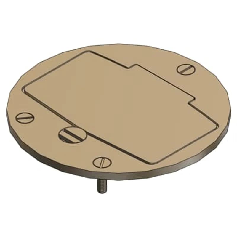Cover Plate for Flush Service Floor Boxes, 4 Inch Diameter, for GFCI Receptacle, Brass