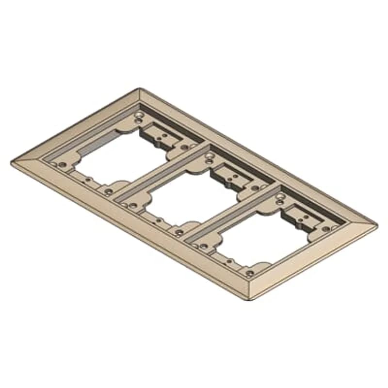 Three Gang Carpet Plate for Floor Boxes for Power and Communications, Length 10-5/8 Inches, Width 6-1/8 Inches, Beige, PolyCarbonate