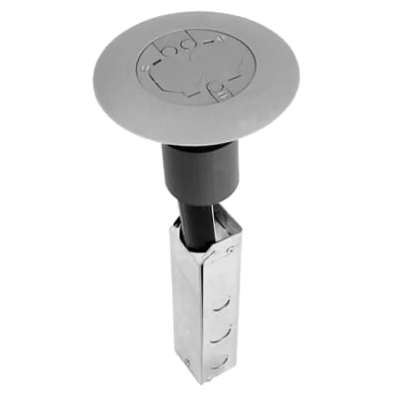 Poke-Through Flush Base Unit, 3 Inch Drill Size, 16 Inch Length, 1/2 Inch and 3/4 Inch Knockouts, Galvanized Steel, with Ivy Non-Metallic Cover with 7 Inch Diameter