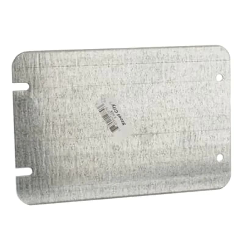 Two Gang Box Cover, 8.5 Cubic Inches, 7 Inches Long x 4-11/16 Inches Wide, Galvanized Steel, Flat and Blank