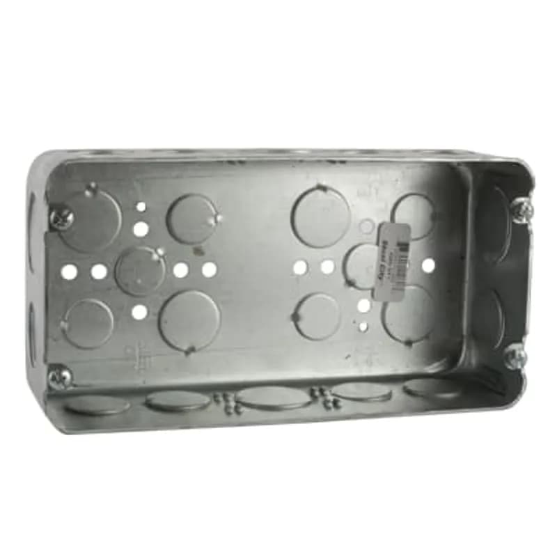 ABB - Installation Products H3BD 3/4 1 - Three Gang Drawn-Style Gang Box, 90 Cubic Inches, 8-5/8 Inches Long x 4-1/2 Inches Tall x 2-1/2 Inches Deep, 3/4 Inch and 1 Inch Knockouts, Pre-Galvanized Steel, Drawn Construction, For use with Conduit