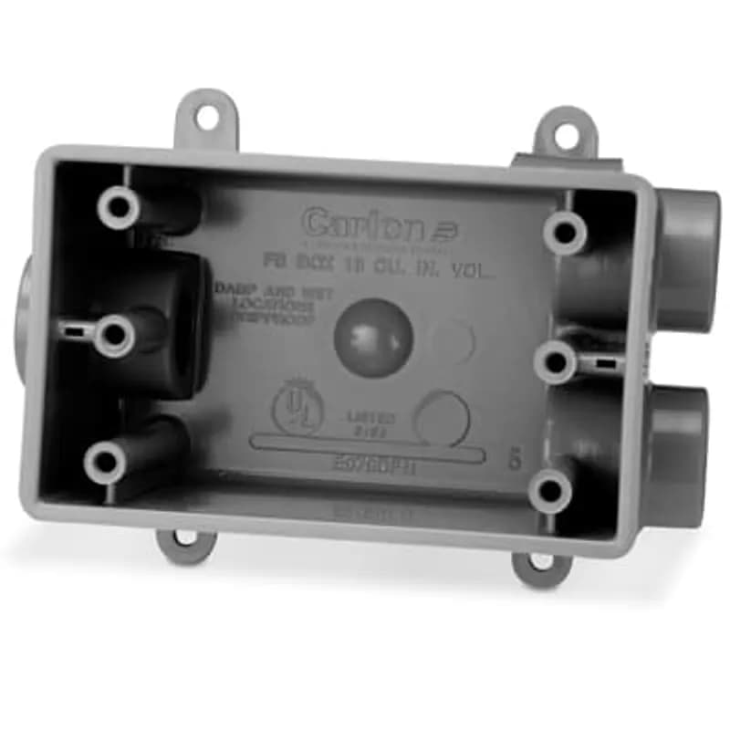 Single Gang FSCC Box, Volume 18 Cubic Inches, Length 4.54 Inches, Width 2.80 Inches, Depth 2.42 Inches, Conduit Size 1/2 Inch, Material PVC, Color Gray, Pack of 8