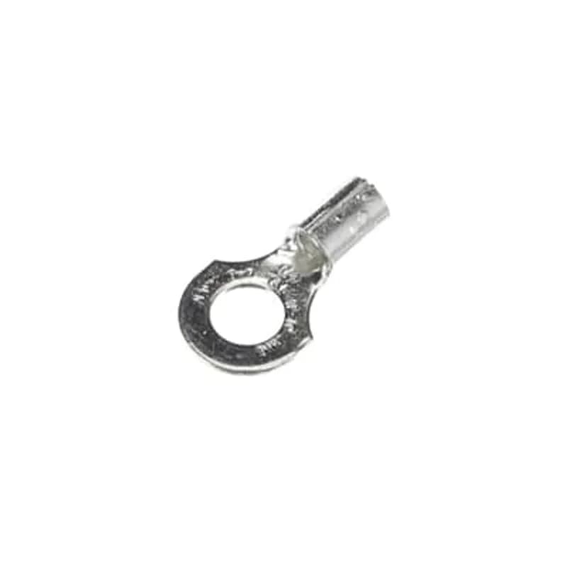 Non-Insulated Ring Terminal, Length .91 Inches, Width .50 Inches, Bolt Hole 1/4 Inch, Wire Range #12-#10 AWG, Copper, Tin Plated, 500 Pack