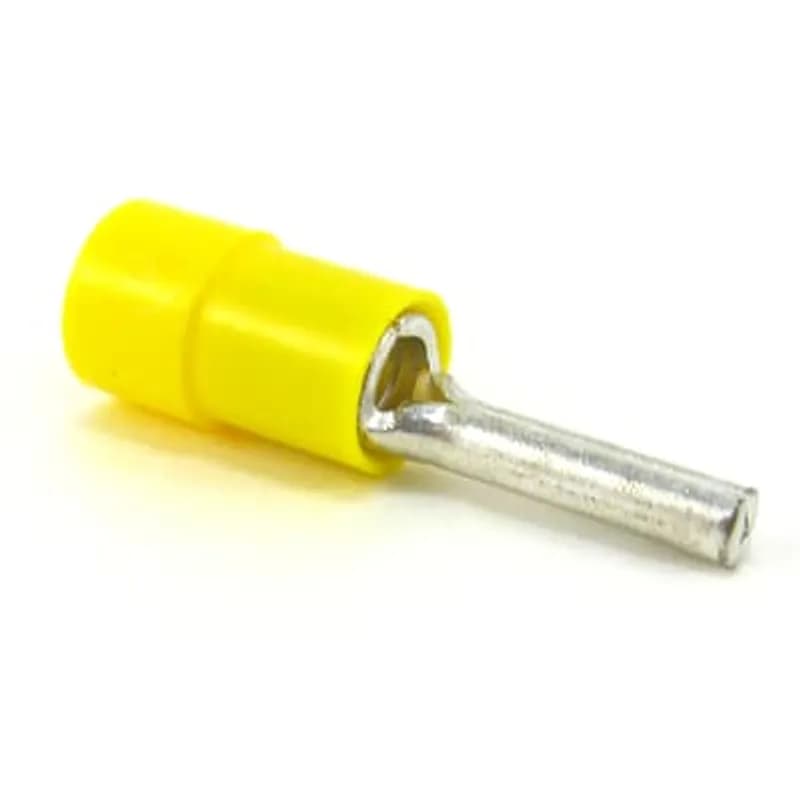 ABB - Installation Products TV10-14PT-XV - Insulated Vinyl Pin Terminals for Wire Range 12-10, Yellow, Reusable Packaging