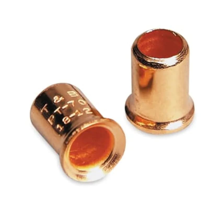 ABB - Installation Products PT70 - Non-Insulated Crimp-On Wire Joint, Length .34 Inches, Base Diameter .29 Inches, Wire Rage 2-#14 to 3-#12 Steel, Copper Plated