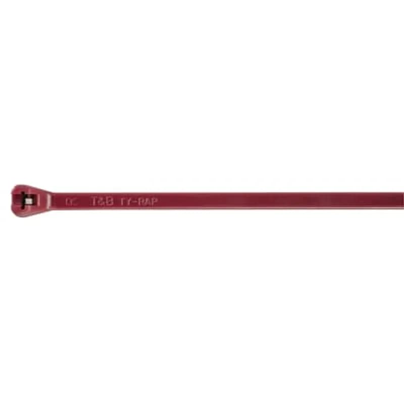 ABB - Installation Products TYV523M - Fluoropolymer Cable Tie, Maroon Fluoropolymer ECTFE, for up to 150 Degrees Celsius (302 F) for Applications Where Smoke Generation is a Concern, Length of 92mm (3.6 Inches), Width of 2.3mm (0.09 Inch), Thickness of 1mm (0.04 Inch), Tensile Strength Rating of 80 Newtons (18 Pounds)