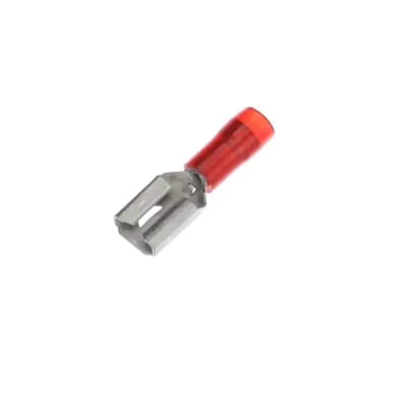 Nylon Insulated Female Disconnect, Length .91 Inches, Width .29 Inches, Maximum Insulation .136, Tab Size .250x.032, Wire Range #22-#18, Color Red, Copper, Tin Plated, 1,000 Pack