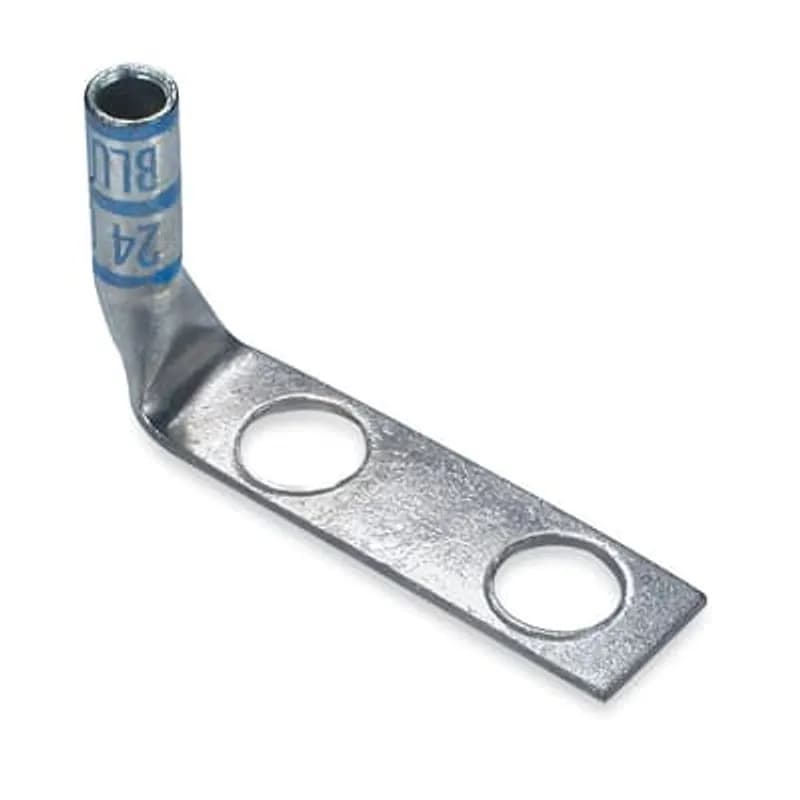 ABB - Installation Products 256-30695-1356 - Copper Two-Hole Lug, 90 Degree Standard Barrel, Peep Hole, Max 35kV, Wire Size #6 AWG, #10 Bole Size, 5/8 Inch Hole Spacing, Die Color Code Blue, Die Code 24