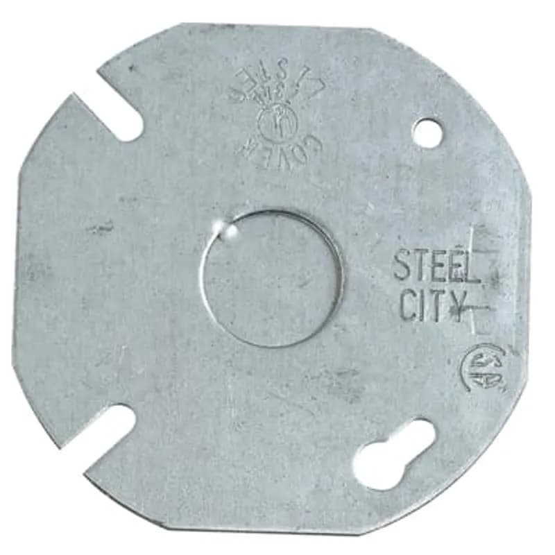 ABB - Installation Products 24C6-25L - Box Cover, 3-1/2 Inch Diameter, 1/2 Inch Knockouts, Pre-Galvanized Steel, Flat, For use with Round and Octagon Boxes, pack of 25, custom package