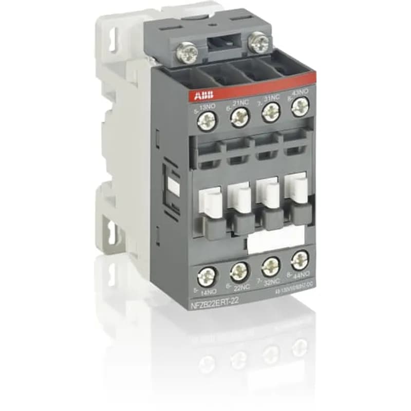 ABB - Electrification NFZB40ERT-22 - NFZB..RT contactor relays comply with the latest railway rolling stock standards and allow installation in passengers or driver cabins for trains frequently operating tunnels or undergrounds. They are used for switching auxiliary and control circuits. Improve the compactness of the installations thanks to reduced dimension and side-by-side mounting requiring less 15% width (without spacing) from -40 °C up to +70 °C. Meet all main rollling stocks standards: IEC 60947-4-1, IEC 60947-5-1, IEC 60077-1/-2 and applicable parts of EN 50155 standards, shocks and vibration withstand conforming to IEC 61373 cat. 1, class B. Reach the highest levels in fire and smoke behaviour with compliance to European standard EN 45545-2 (HL2, HL3 hazard levels) in group mounting Reduce train energy with lighter devices and requiring 68% less coil energy consumption in operation. Electronic coil interface handling large DC voltage fluctuation voltage, including several Uc DC control voltages used for battery supply and accepting sinusoïdal AC 50/60 Hz control supplies included inside Ucmin.... Ucmax voltage range. Max permitted AC 50/60 Hz control voltage must not be exceeded (see technical data). Wide range of auxiliary contact blocks for front and side mounting.