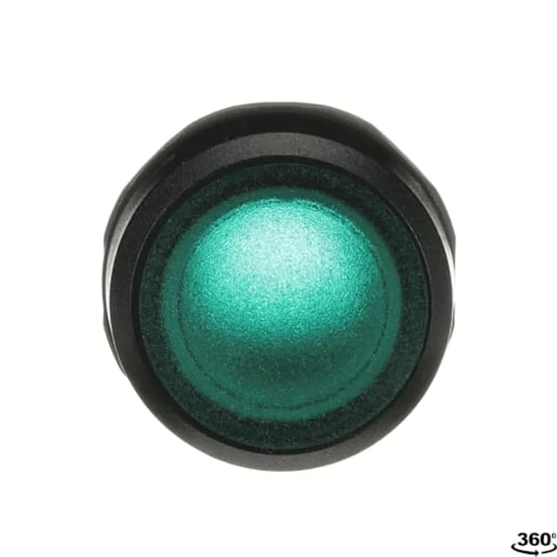 Modular Pushbutton - Maintained - Flush - Green - Illuminated - Black plastic - No contact block