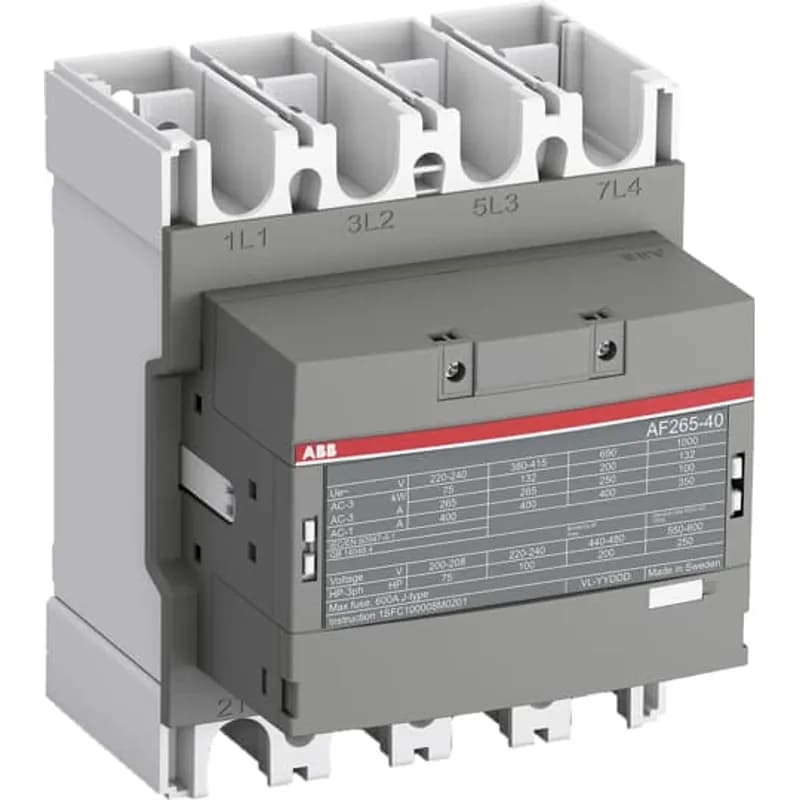 A 3-phase Contactor suitable for various applications such as Motor starting, Isolation, By-pass and Distribution application up to max 1000 V. Operated with wide control voltage range 48-130 V, 50/60 Hz and DC