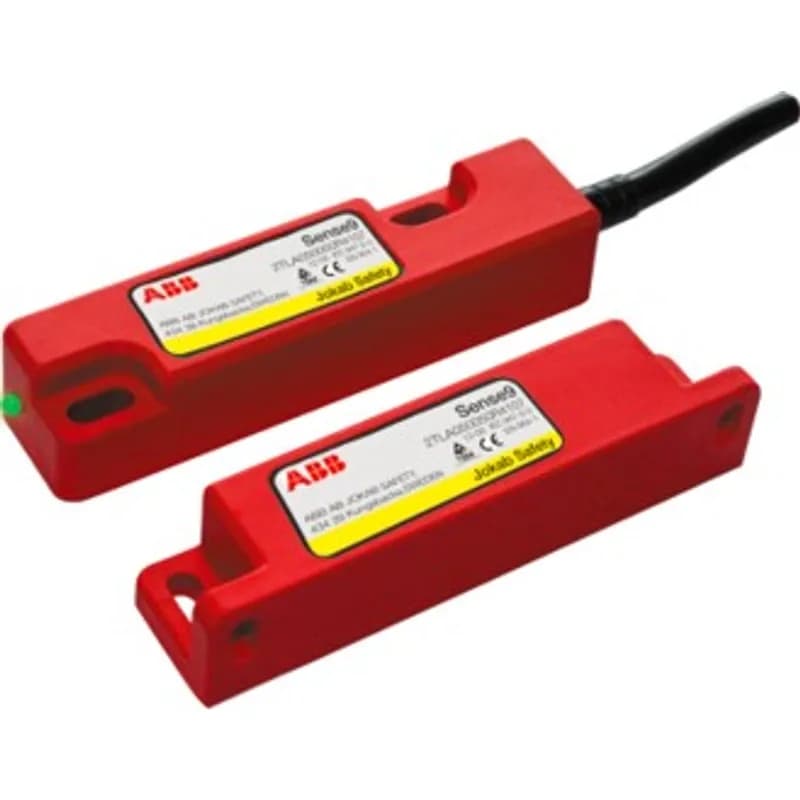 ABB - Electrification 2TLA050058R2100 - Safety magnetic switch complete with coded actuator, solid state outputs, 2NC+1NO (guard closed and actuator present), plastic, LED, 250mm cable with M12-8 male connector.