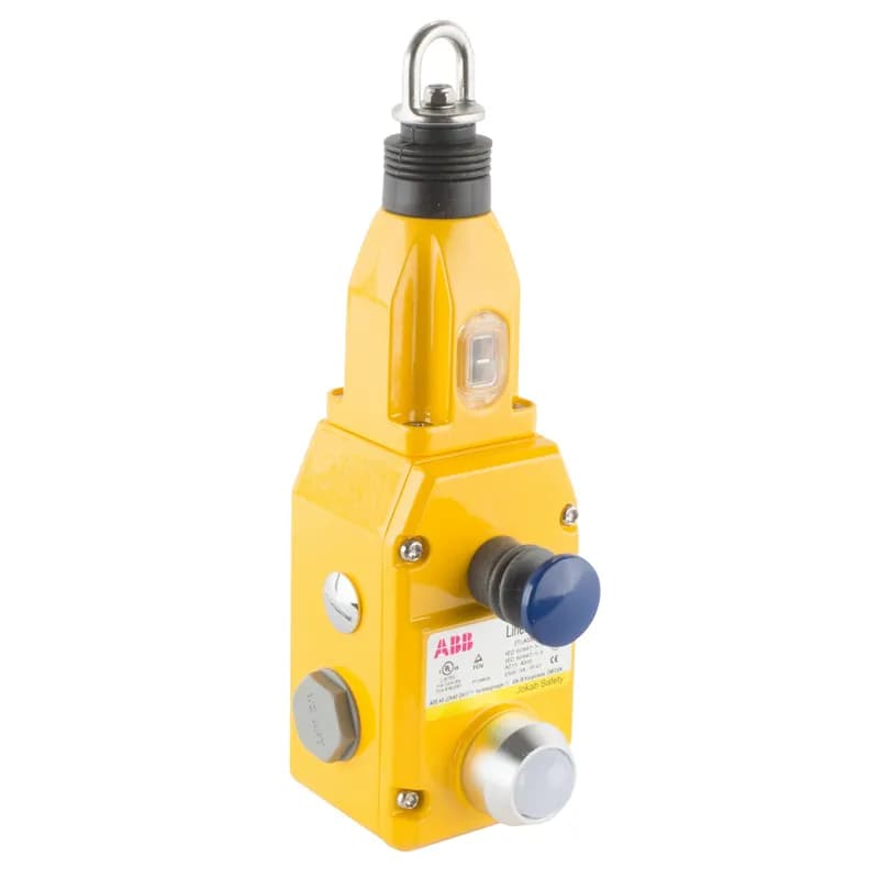 Rope Pull Emergency Stop, die cast housing , with 1/2NPT entry, 2NC + 2NO for spans up to 60m (1 rope pull) or 80m (using 2 rope pulls), with built in emergency stop and 110VAC LED