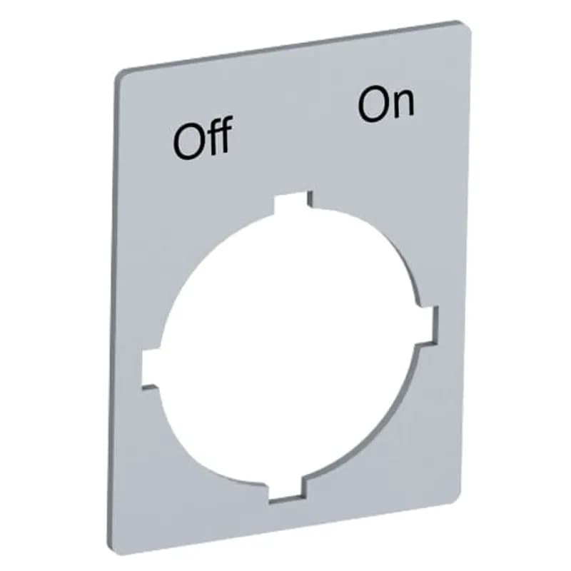 ABB - Electrification SK 615 552-53BC - Rectangular legend plate 29,6x39 mm aluminum for 2-position selector switch with text: Pos 21:Off Pos 22:On