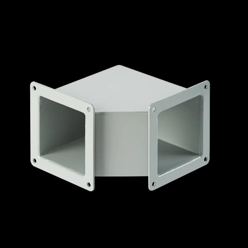 Elbow 90-Degree Feed-Through Wireway, 2.50x2.50, Gray, Mild Steel