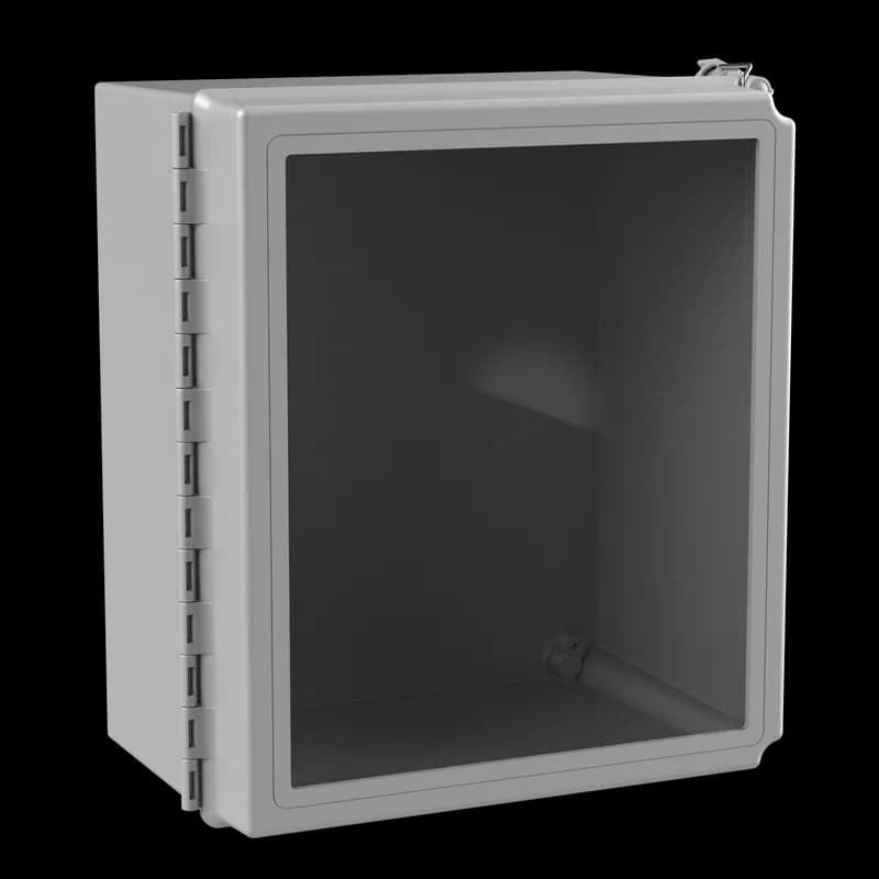Continuous Hinge QR Window Cover Enclosure 4X, 14x12x8, Light Gray, Fiberglass