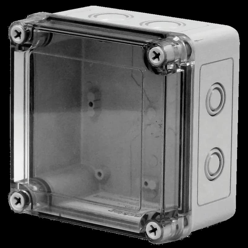 nVent VM755CTK - VM Flat Transparent Screw Cover with Knockouts Type 4X, 7.00x5.03x5.02, Lt Gray, Polyester, CTK