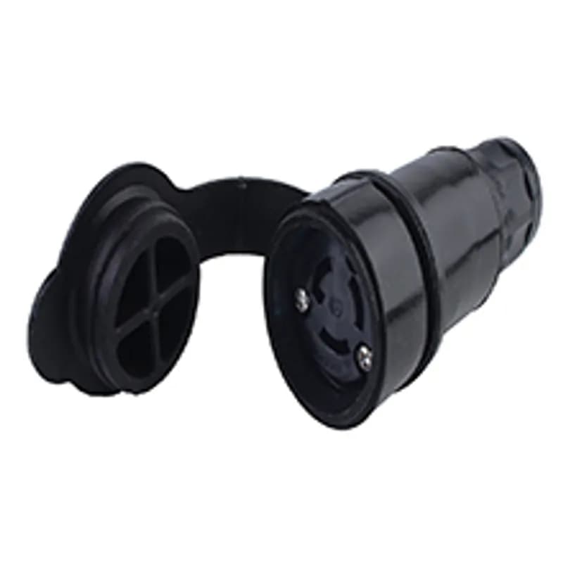Watertite Extreme Extra Hard Outdoor Connector with Locking Blade, 2 Pole/3 Wire, NEMA L5-15, 125V, Cord Grip Body Size F2, Black, Silicone Husk
