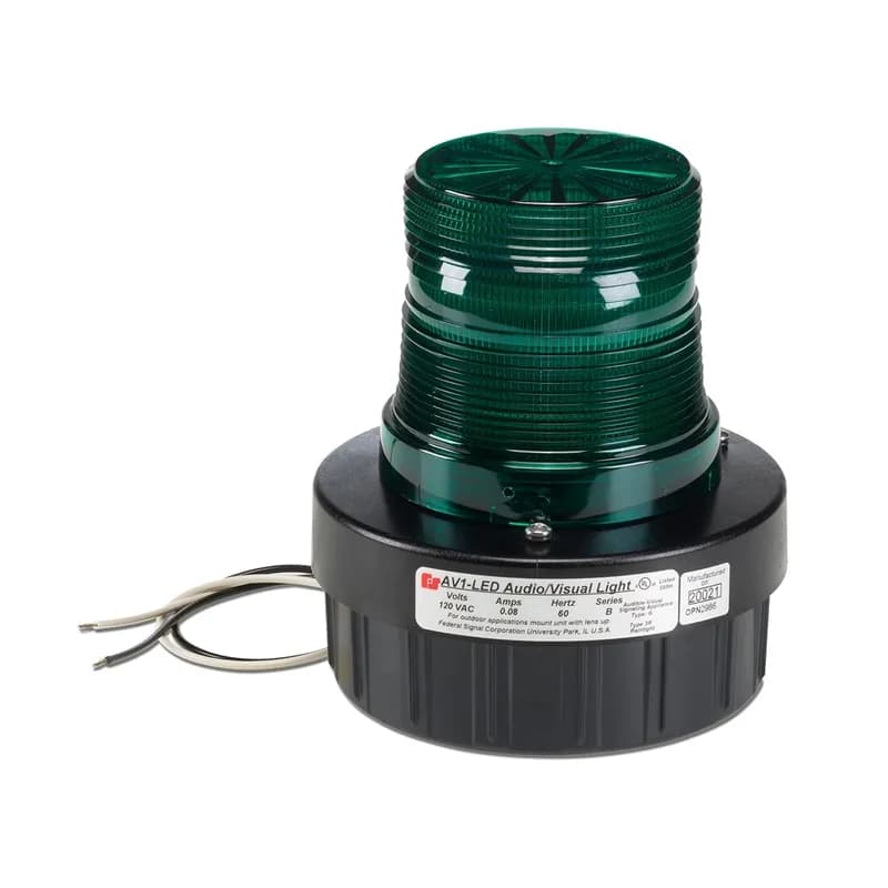Audible Visual Flashing LED Light, UL and cUL, 24VDC, Green