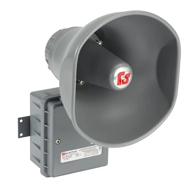 Federal Signal 300GCX-024-CN - SelecTone 15W Amplified Speaker, Hazardous Location, UL and cUL CID2, Zone Listed, 24VAC/DC, Gray