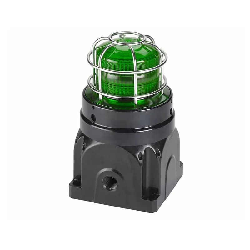 Global Series LED Light, Hazardous Location, UL and cUL CID2, Zone Listed, 24VDC, Ex d Surface Mount, High-Profile Lens, Green