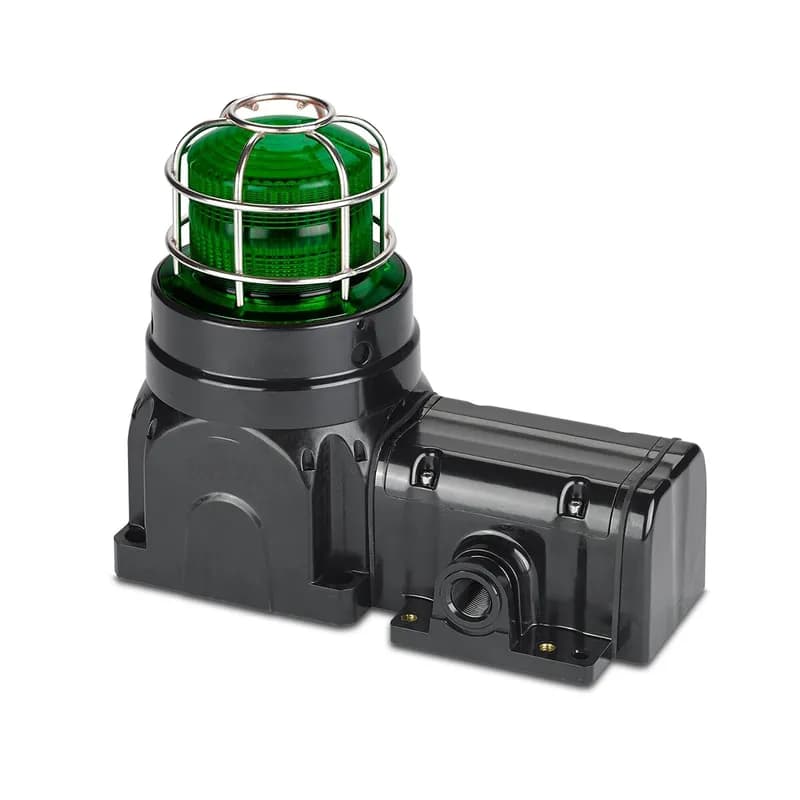 Global Series LED Light, Hazardous Location, UL and cUL CID2, Zone Listed, 24VDC, Ex de Surface Mount, High-Profile Lens, Green