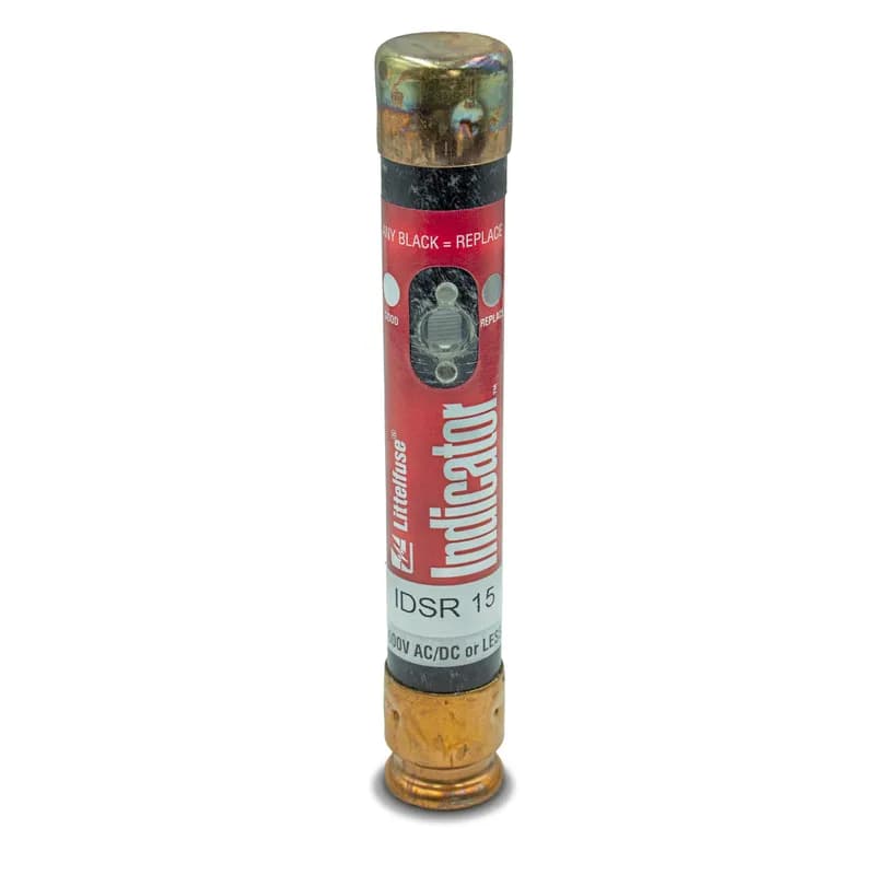 IDSR015 is a Class RK5 fuse with an ampere rating of 15 and cartridge-style construction.