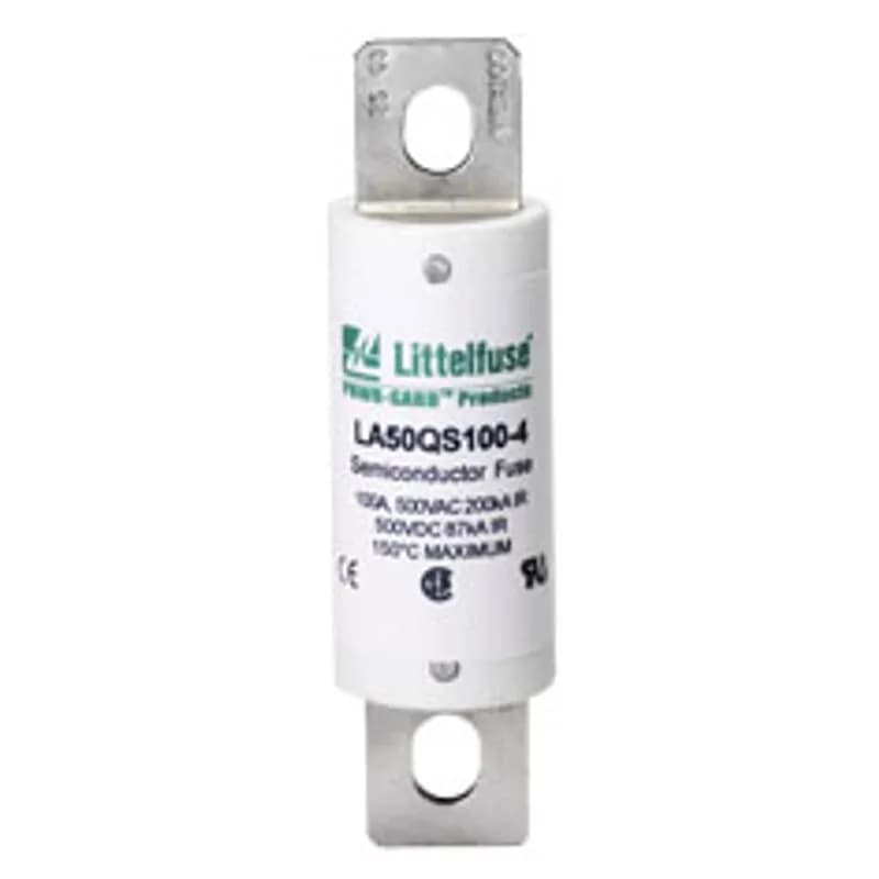 Littelfuse LA50QS600-4 - LA50 VERY FAST-ACT SEMICOND FUSE QS600-4. In response to new equipment requirements, Littelfuse LA50QS series fuses were developed to improve the overall performance of semiconductor fuses. The LA50QS provides the best protection features including lower I2t, longer life when subjected to cyclic loading and lower watts loss. LA50QS is today’s choice for the protection of dynamic solid state equipment. Features: Lowest I2t for greatest protection of semiconductor circuits. Low watts loss for cooler operation. Superior cycling ability gives an equipment design advantage. State-of-the-art protection for 500 volt equipment. Ultra compact sizes allow down-sizing of existing equipment. Applications: Protection of 500 volts or less solid state equipment such as motor drives, UPS, inverters, etc.