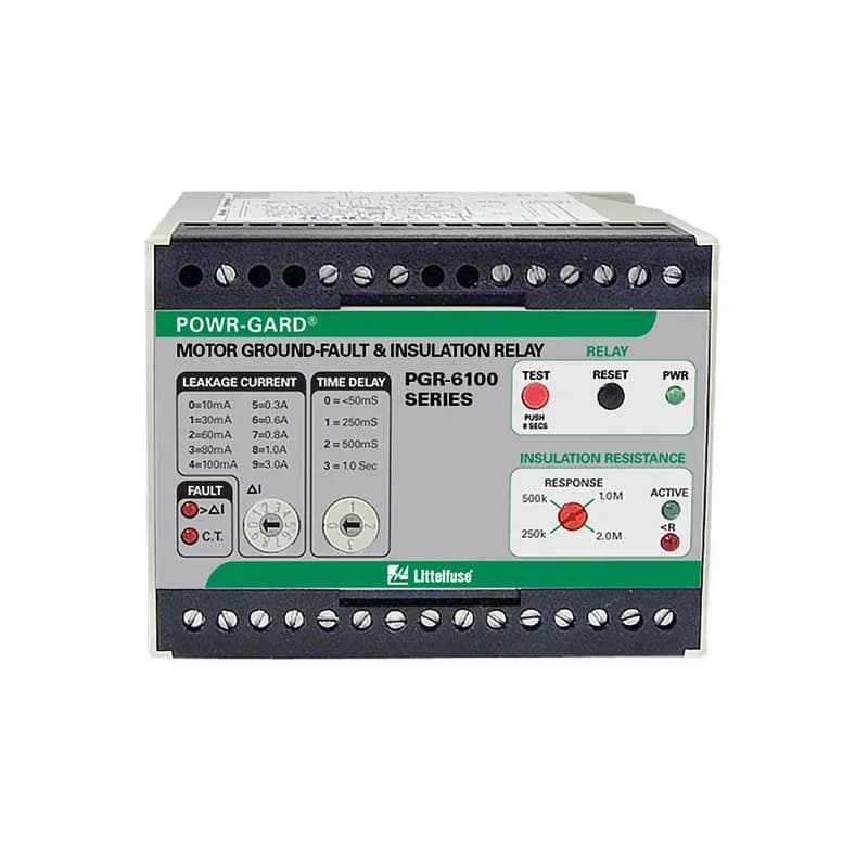PGR-6100-240 is a ground-fault and insulation relay with a supply voltage of 240 V ac.