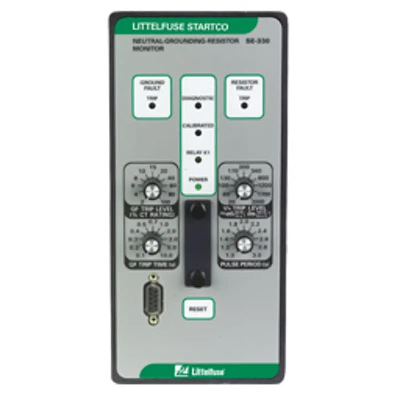 Littelfuse SE-330HV-22-00 - NGR MONITOR HV LVPS PROFIBUS. The SE-330 is an advanced ground-fault and neutral-grounding-resistor monitoring relay. It measures neutral current, neutral-to-ground voltage, and neutral-to-ground resistance. It provides continuous monitoring of the neutral-to-ground path to verify that the neutral-grounding resistor (NGR) is intact. This is of utmost importance—an open NGR renders current-sensing ground-fault protection inoperative and could result in a false belief that the system is functioning properly. The SE-330 can be used with low- and medium-voltage transformers and generators with low- or high-resistance grounding used in processing, manufacturing, chemical, pulp and paper, petroleum, and water-treatment facilities. For high-voltage applications, use the SE-330HV. For applications that require conformance to Australian standard AS/NZS 2081.3:2002, see the SE-330AU. The SE-330 New Revision provides these additional features: 100 trip records with date and time stamp. A mini-USB interface to view measured values, configure settings and check event records using SE-MON330 v3.2 or later. An on-board microSD card (included) can be used for long term data logging and firmware upgrades. Ground-fault trip level is adjustable from 2 to 100percent in 10 discrete settings, and in 1percent increments when using the MEM setting and SE-MON330 v3.2 or later. Dual Ethernet ports are optionally available with support for fiber and RJ45 interfaces. IEC 61850 protocol is optionally available.