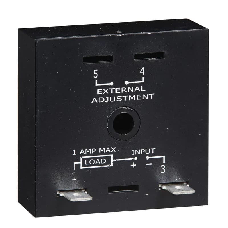 Littelfuse TS1423 - The TS1 Series offers proven reliability and performance with years of use in OEM equipment and commercial applications. This encapsulated general use timing module is capable of controlling load currents ranging from 5mA to 1A. May be connected in series with contactors, relays, valves, solenoids, small motors, and lamps. Operation (Delay-on-Make): Upon application of input voltage, the time delay begins. The output is de-energized before and during the time delay. At the end of the time delay, the output energizes and remains energized until input voltage is removed. Reset: Removing input voltage resets the time delay and output.